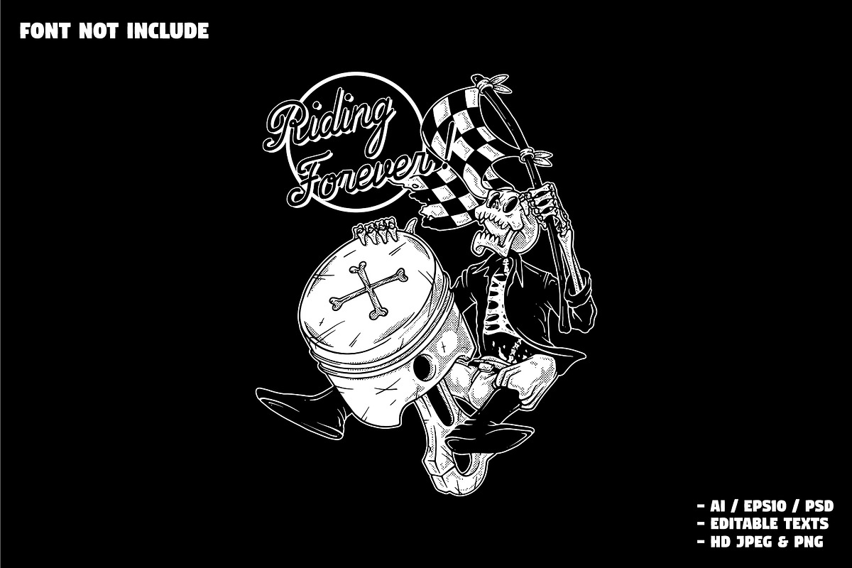 skeleton riding the piston, a Branding & Logo Template by Judsart