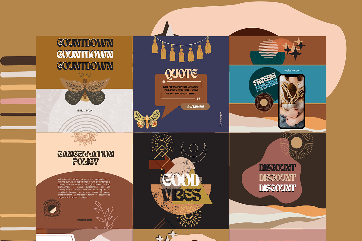 75 Boho Instagram Post Templates, a Social Media Template by The Lone Crowd (Photo 4 of 8)