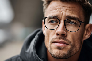 Thoughtful young man with glasses, a Person Photo by MistyDay