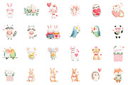 Valentine Animals Watercolor Clipart, an Illustration by Sublimation Artist (Thumbnail 2 of 6)