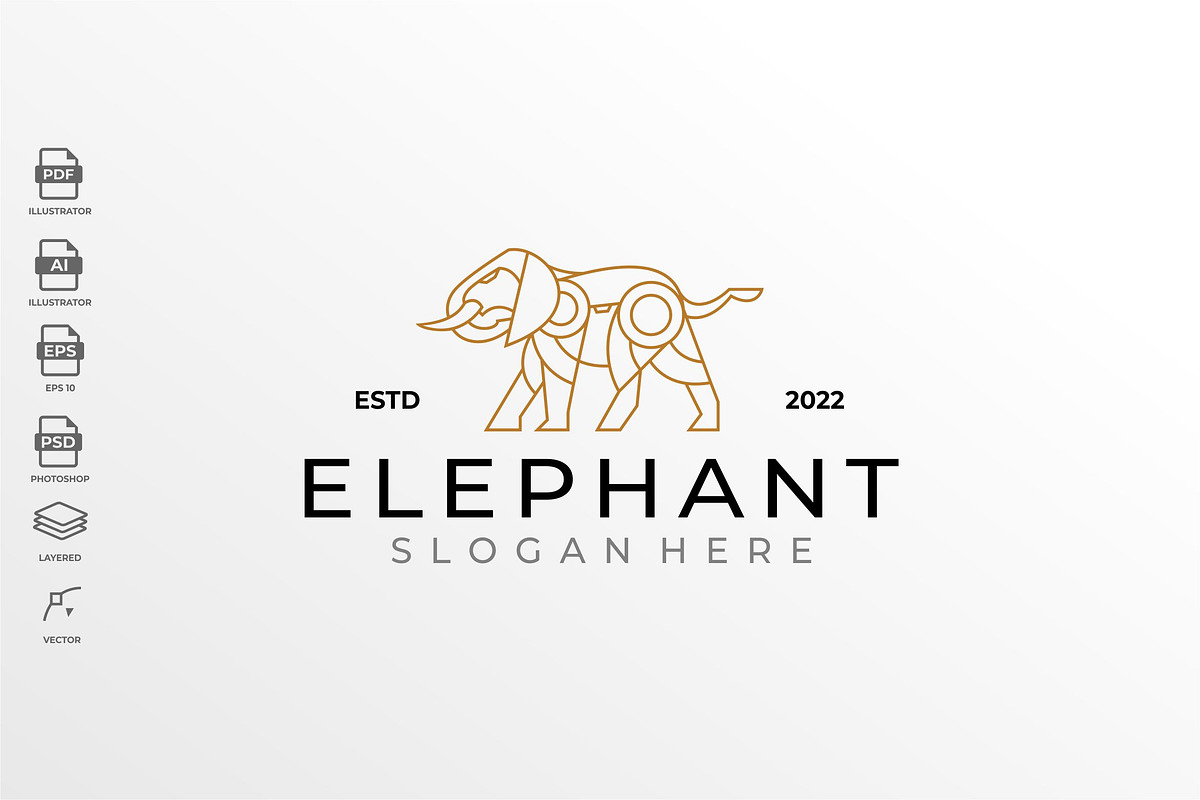Geometric Lineart Elephant Logo Icon, a Branding & Logo Template by Rupture