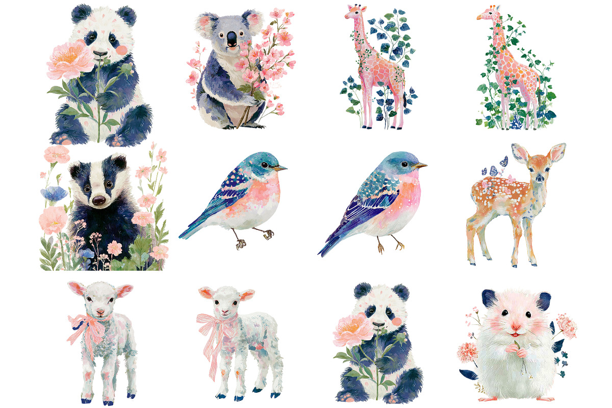 Whimsical Spring Animals Clipart, an Illustration by DreamArtGraphic (Photo 2 of 4)