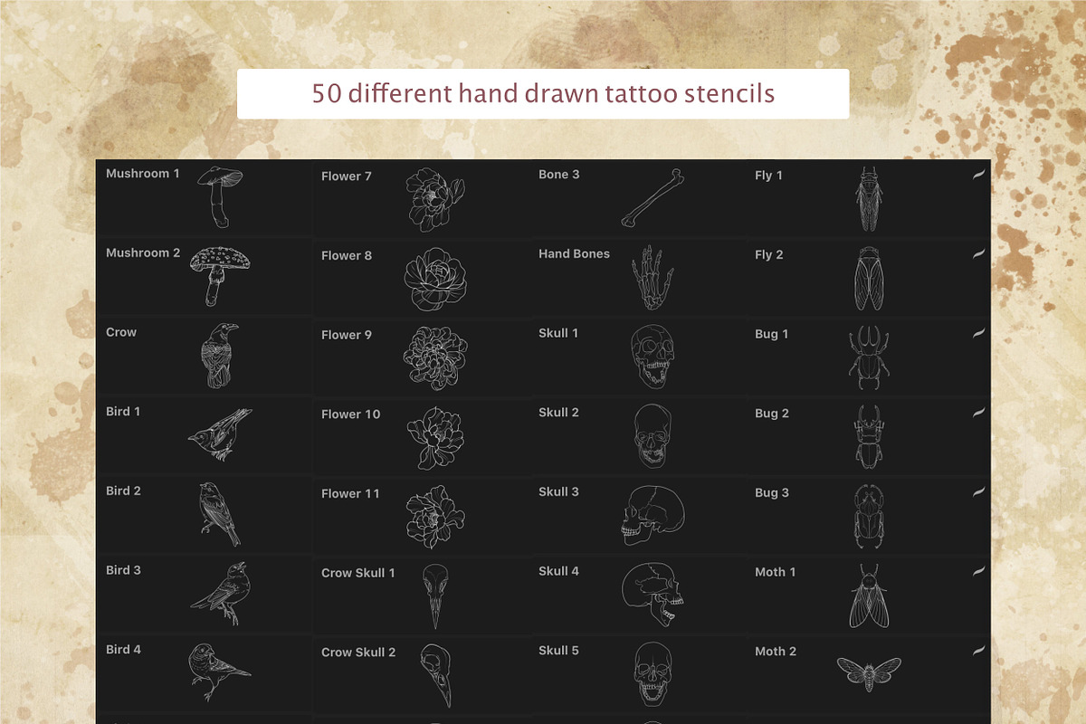 Procreate - Tattoo Basic Stencil Set, a Brush Add-On by DiBrush Studio (Photo 3 of 8)