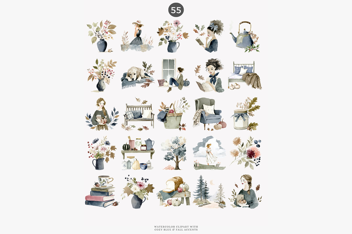 cozy autumn charm clipart set, a Decorative Illustration by Patishop Art (Photo 10 of 11)