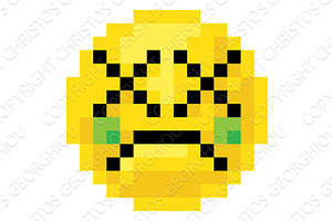 Pixel Art Emoji Emoticon Sick Face, an Emoji Icon by Christos Georghiou
