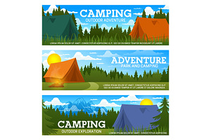 Camp tents and campfire, an Illustration by Vector Tradition