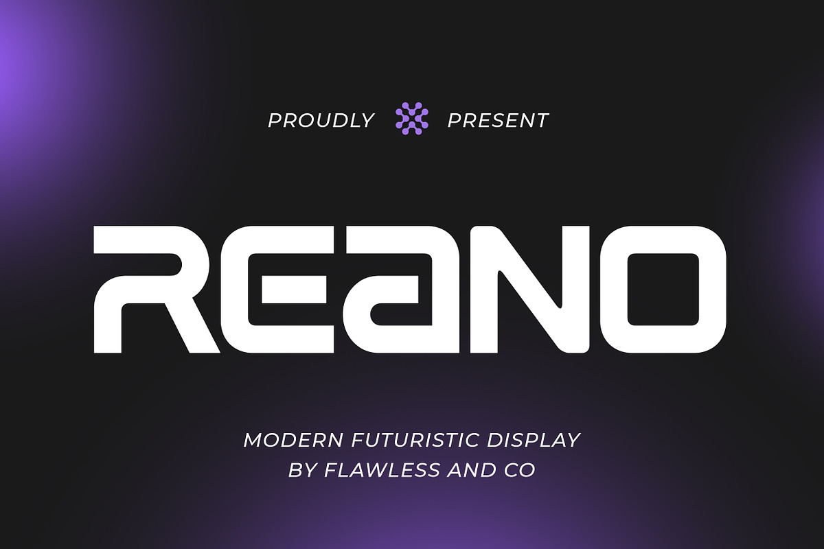 Reano - Futuristic Display Font, a Sans Serif Font by Flawless And Co (Photo 1 of 10)