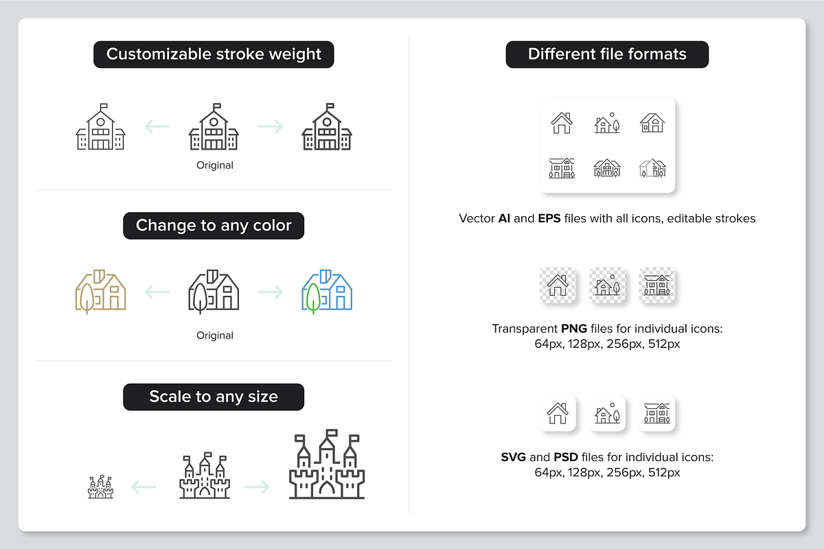 100 Real Estate & Buildings Icons, an Outline Icon by Nadiinko (Photo 3 of 3)