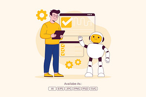 AI Workflow Automation Illustration, a Technology Illustration by Partikusi Design