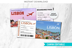 Lisbon Boarding Pass Template, a Card Template by Snapybiz