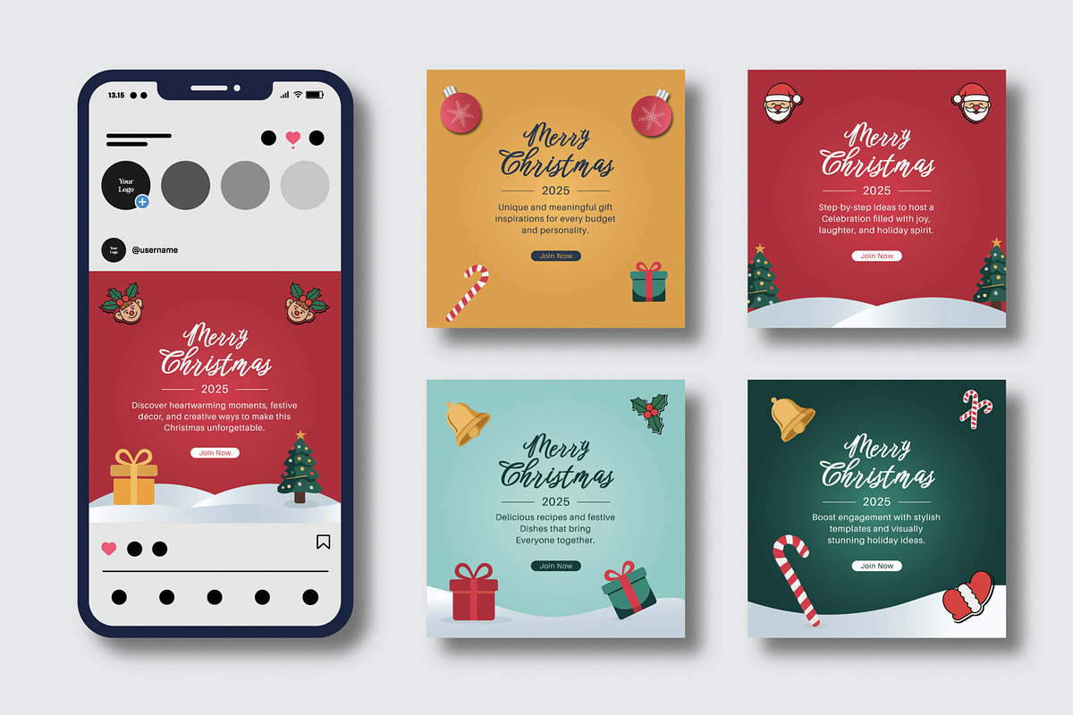 Christmas Social Media Post, a Social Media Template by MightyDesign (Photo 1 of 8)