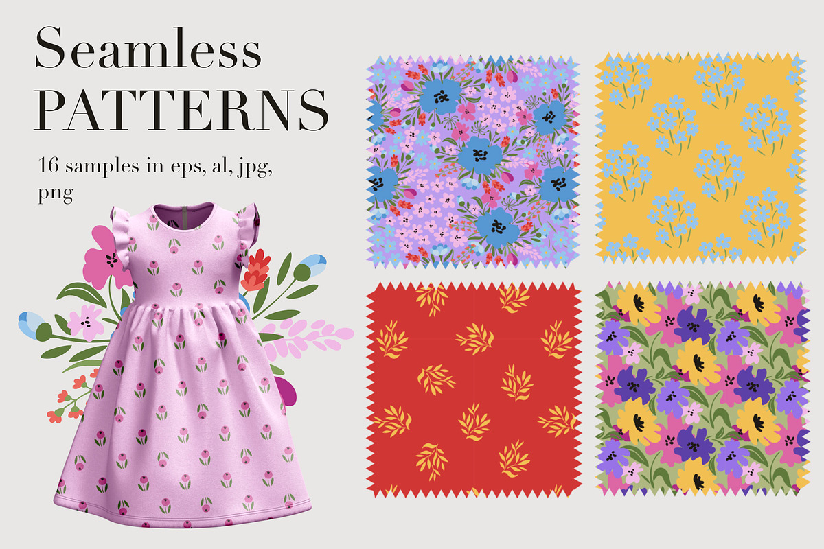 Modern BLOSSOM, abstract floral set., an Illustration by Veronika Gotovceva (Photo 4 of 8)