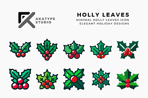 Holly Leaves Vector Icon, an Icon by Akatype Studio