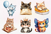 Watercolor Cats Clipart, an Illustration by Dream Creation (Thumbnail 3 of 6)