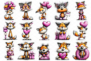 Quirky Funny Valentine Fox Clipart, an Illustration by cherrydesign (Thumbnail 3 of 4)
