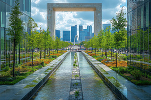 Cityscape featuring modern architect, a Photo by Tanuart