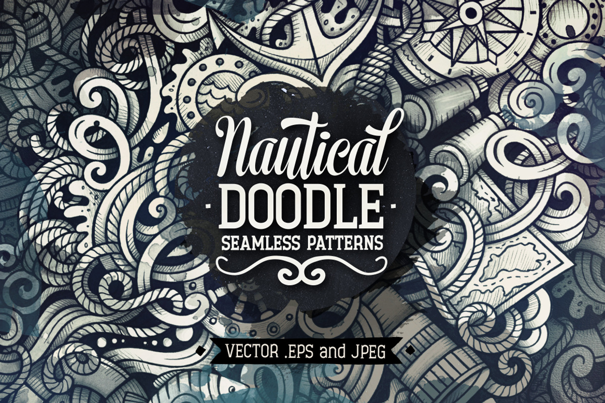 Nautical Graphics Doodles Patterns, an Object Illustration by BALABOLKA (Photo 1 of 6)