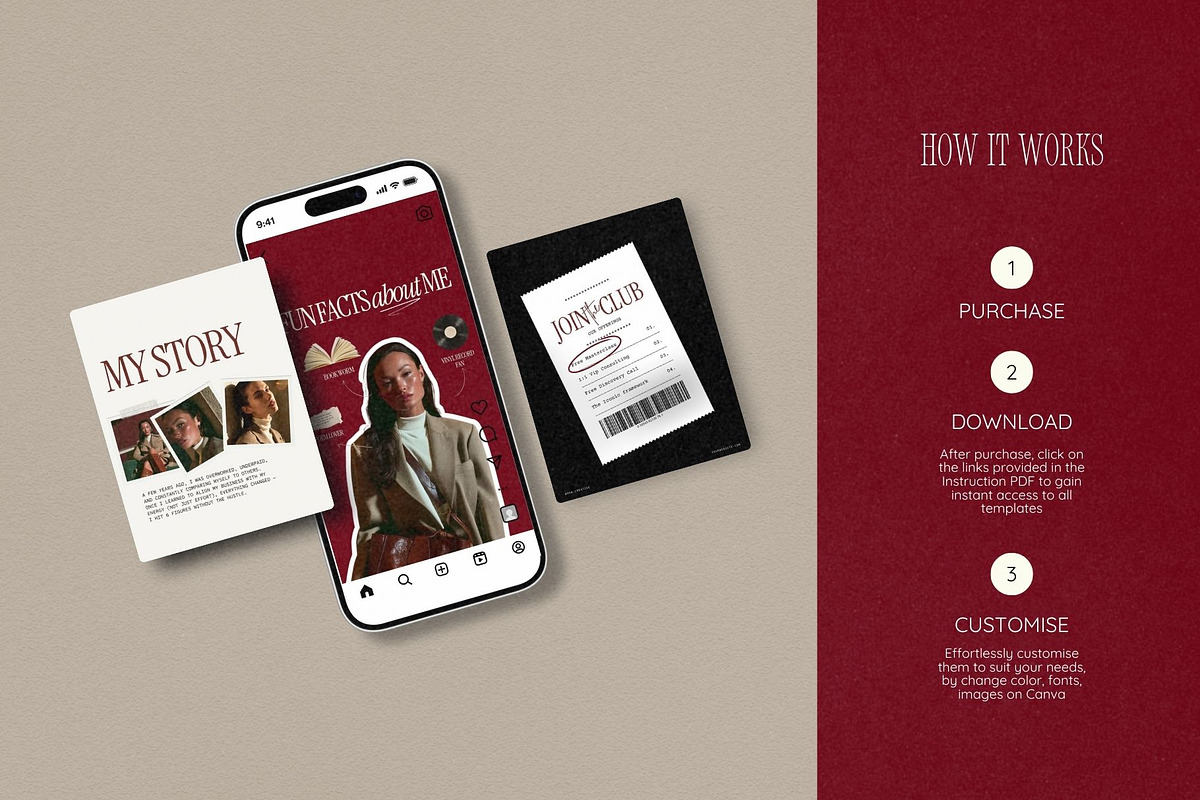 Burgundy Instagram Template, a Social Media Template by Row Creative (Photo 4 of 10)