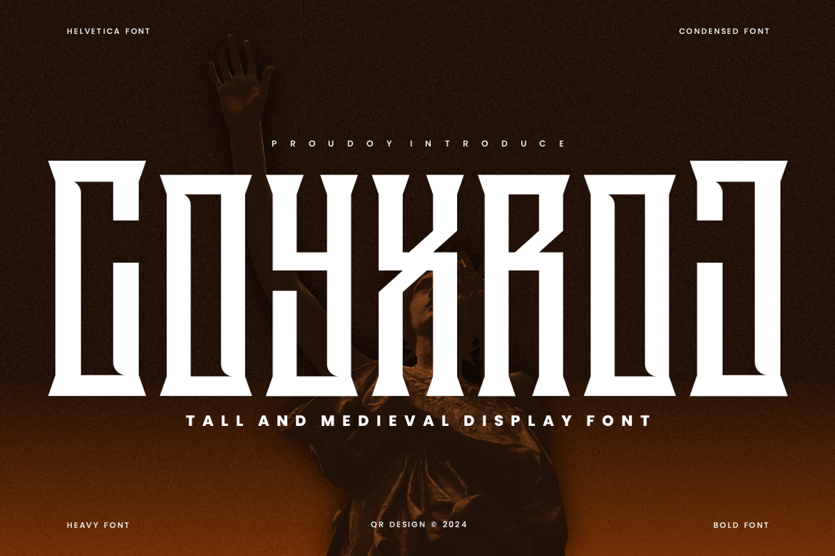 Coyxroj - Tall & Gothic Font, a Serif Font by QR Design Studio (Photo 2 of 6)