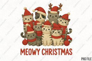 Meowy Christmas Cat Crochet PNG, an Illustration by CraftArtStudio