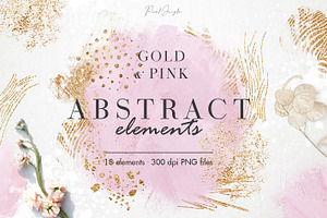 Gold & Pink Abstract Design Elements