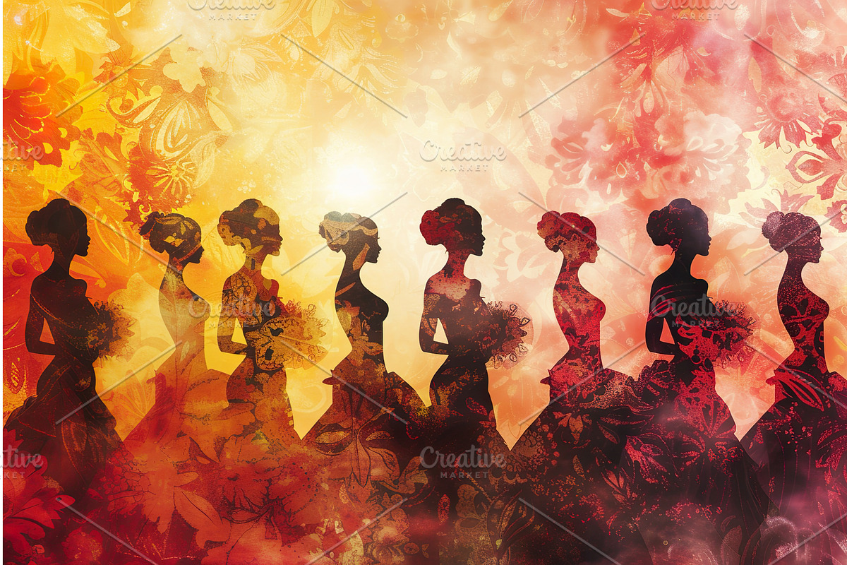 Silhouettes of women in elegant, an Illustration by Lermont51