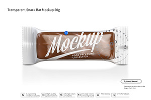 Transparent Chocolate Bar Mockup 50g