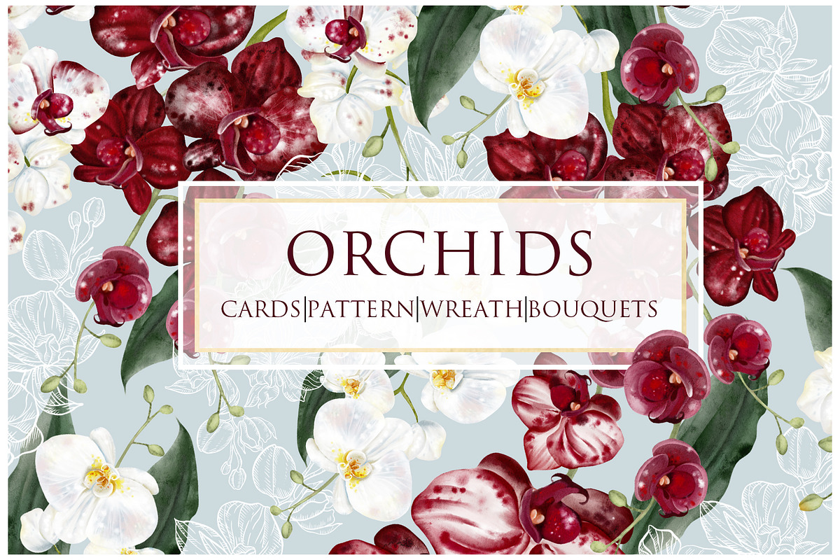 WATERCOLOR ORCHIDS, an Object Graphic by Knopazyzy (Photo 1 of 18)