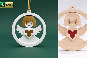 Angel Ornament 3D Layered SVG Cut