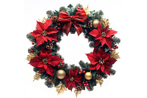 Christmas Wreath with Poinsettias, a Holiday Photo by tilialucida