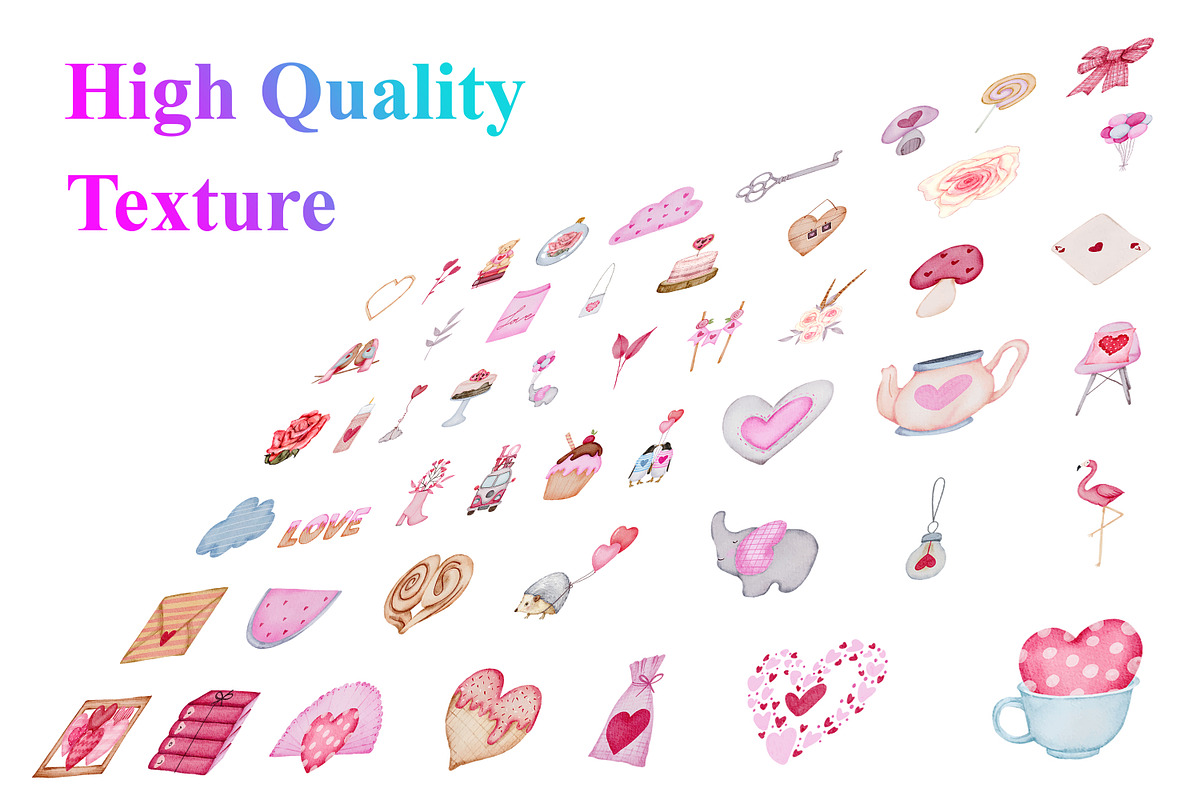 Valentine Watercolor Clipart Bundle, a Decorative Illustration by Digital Studio (Photo 3 of 7)