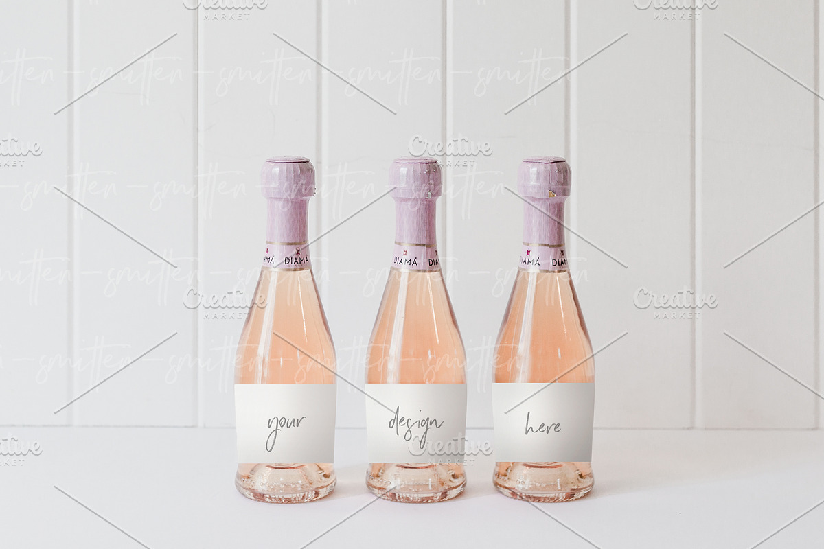 Pink Champagne Bottle Label Mockup, a Food & Drink Photo by Smitten Photo & Design (Photo 2 of 2)