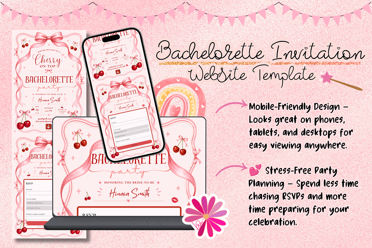 Cherry on Top Hen Party RSVP Website, a Social Media Template by bellaROSEworkshop (Photo 5 of 5)