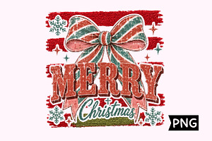 Vintage Merry Christmas Bow Design, a Seasonal Illustration by Creative Art