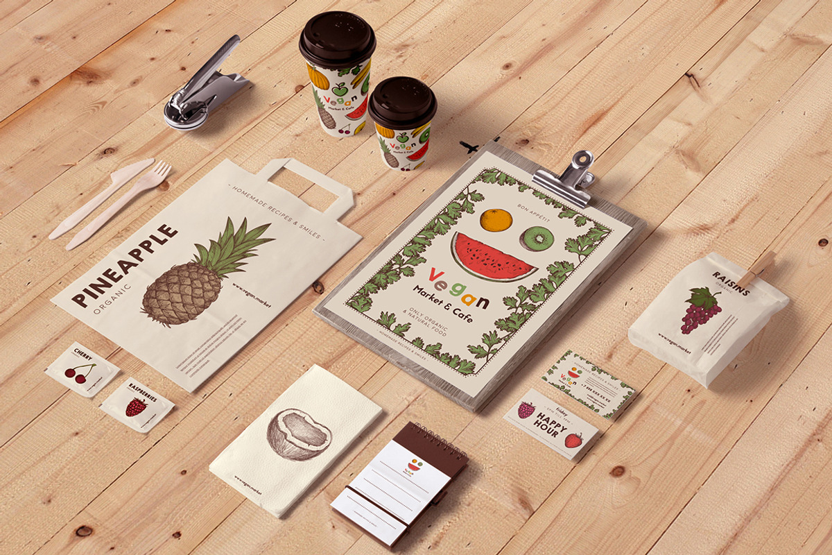 Vegan restaurant identity creator, a Food Illustration by Alfazet Chronicles (Photo 6 of 12)