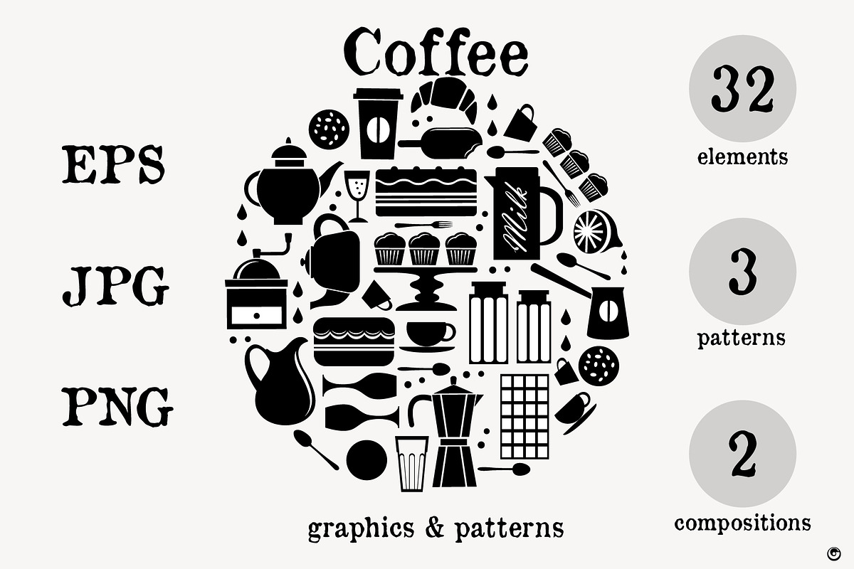 Coffee graphics and patterns, a Texture Illustration by Olillia (Photo 3 of 4)