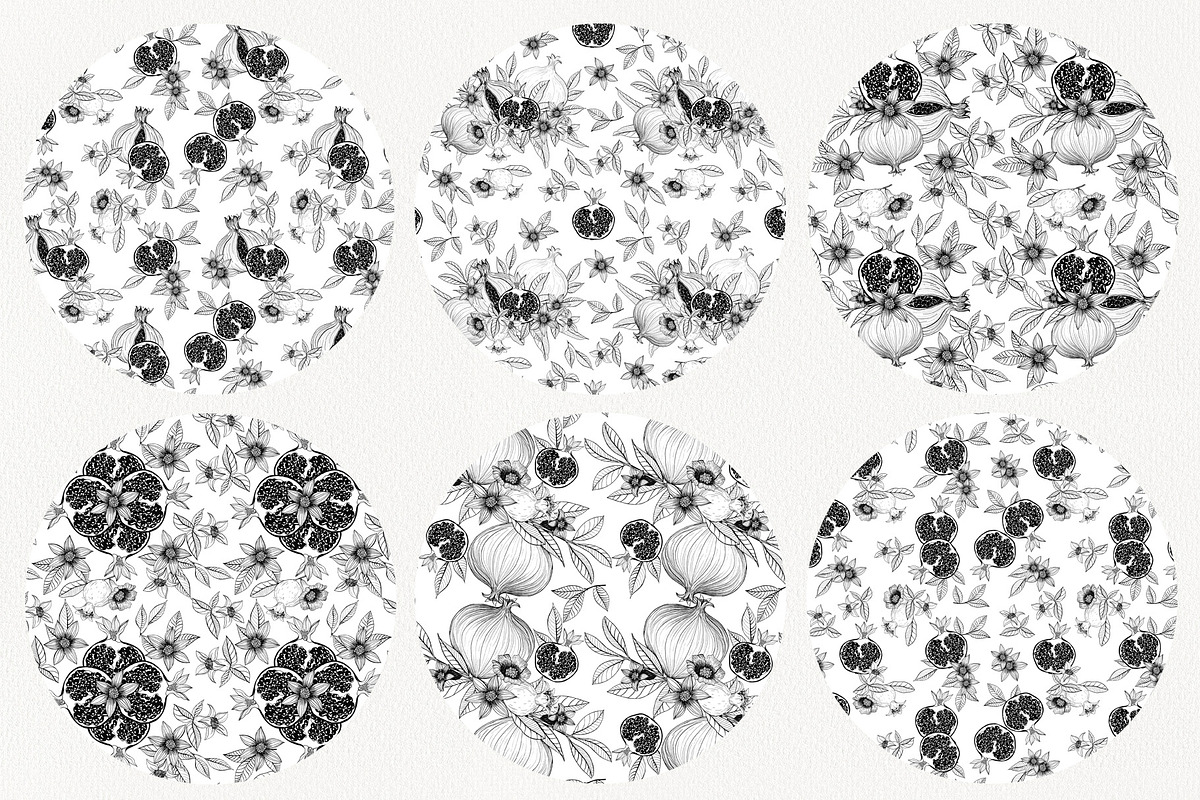 Graphic drawing pomegranate set, a Decorative Illustration by Art AleshkaK (Photo 3 of 3)