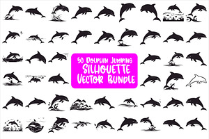 Dolphin Jumping Silhouette Vector, an Illustration by Designs_River