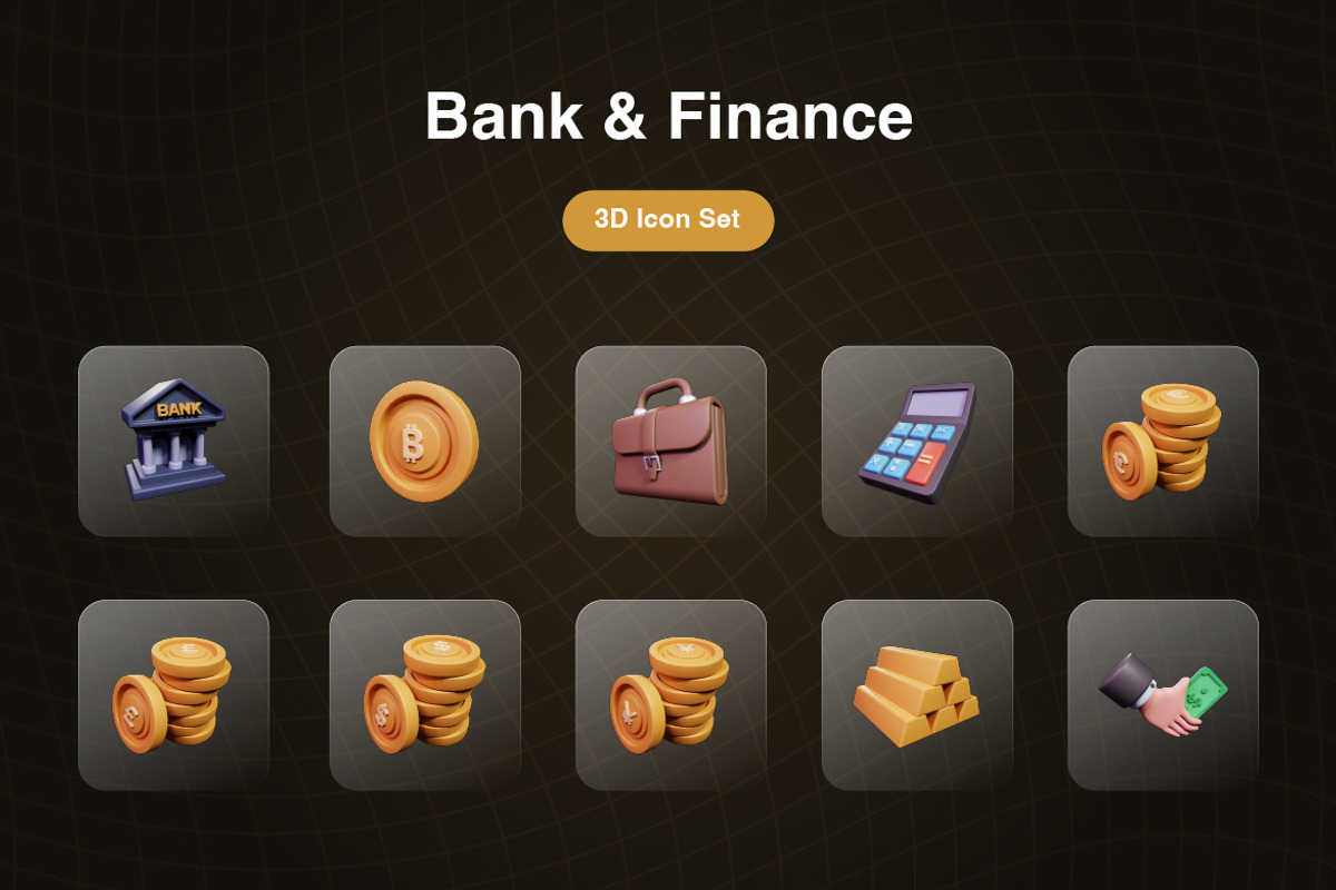 Bank & Finance 3D Icons Set, an Object 3D Model by Kmg Design (Photo 3 of 3)