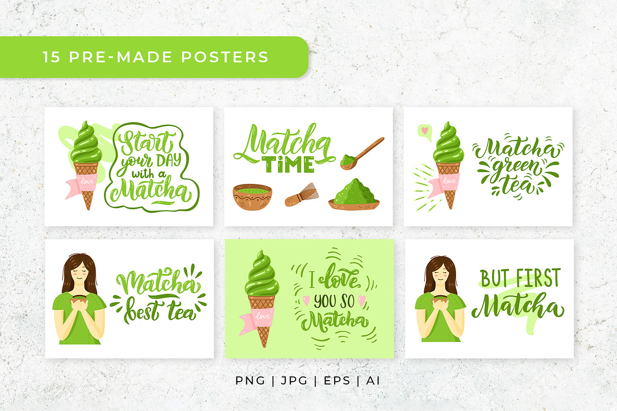 Matcha Green Tea Collection, an Object Graphic by Yamurchik (Photo 8 of 9)