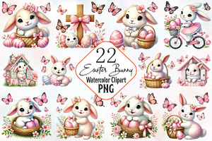 Easter clipart bundle rabbit bunny p, an Illustration by RobertsArt