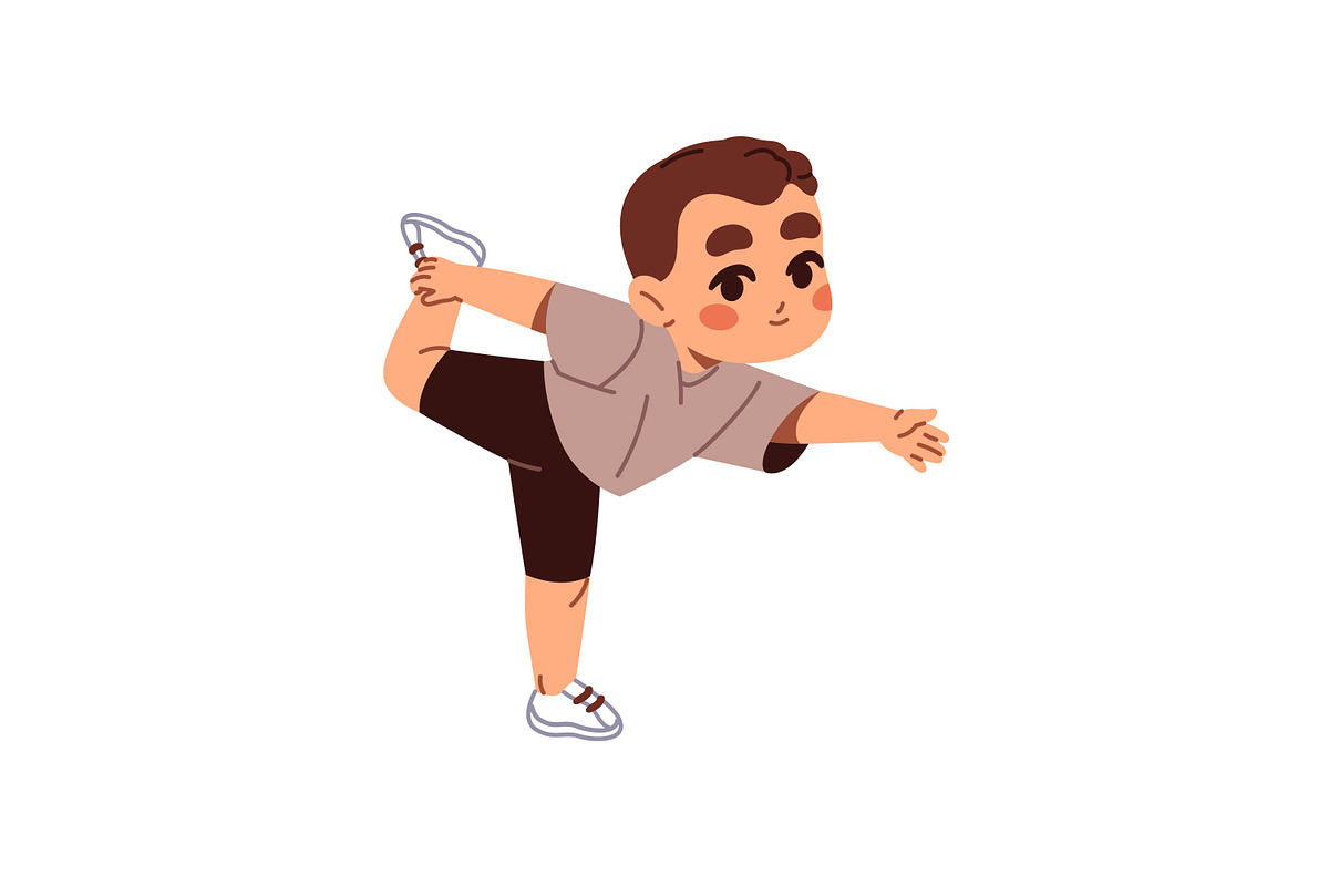 Cute kids doing sports exercises set, a Person Illustration by PaperTrident (Photo 4 of 13)