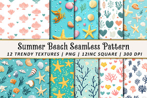 Summer Beach Seamless Pattern, an Illustration by OK Design