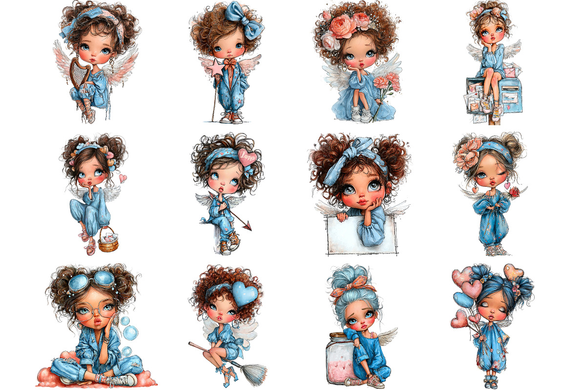 Whimsical Valentine Angel Clipart, an Illustration by DreamArtGraphic (Photo 2 of 4)