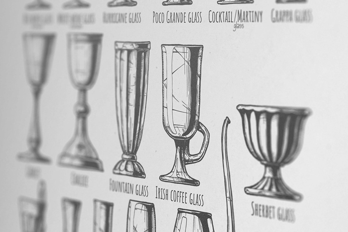 Types of tumbler and stemware glass., an Education Illustration by ...
