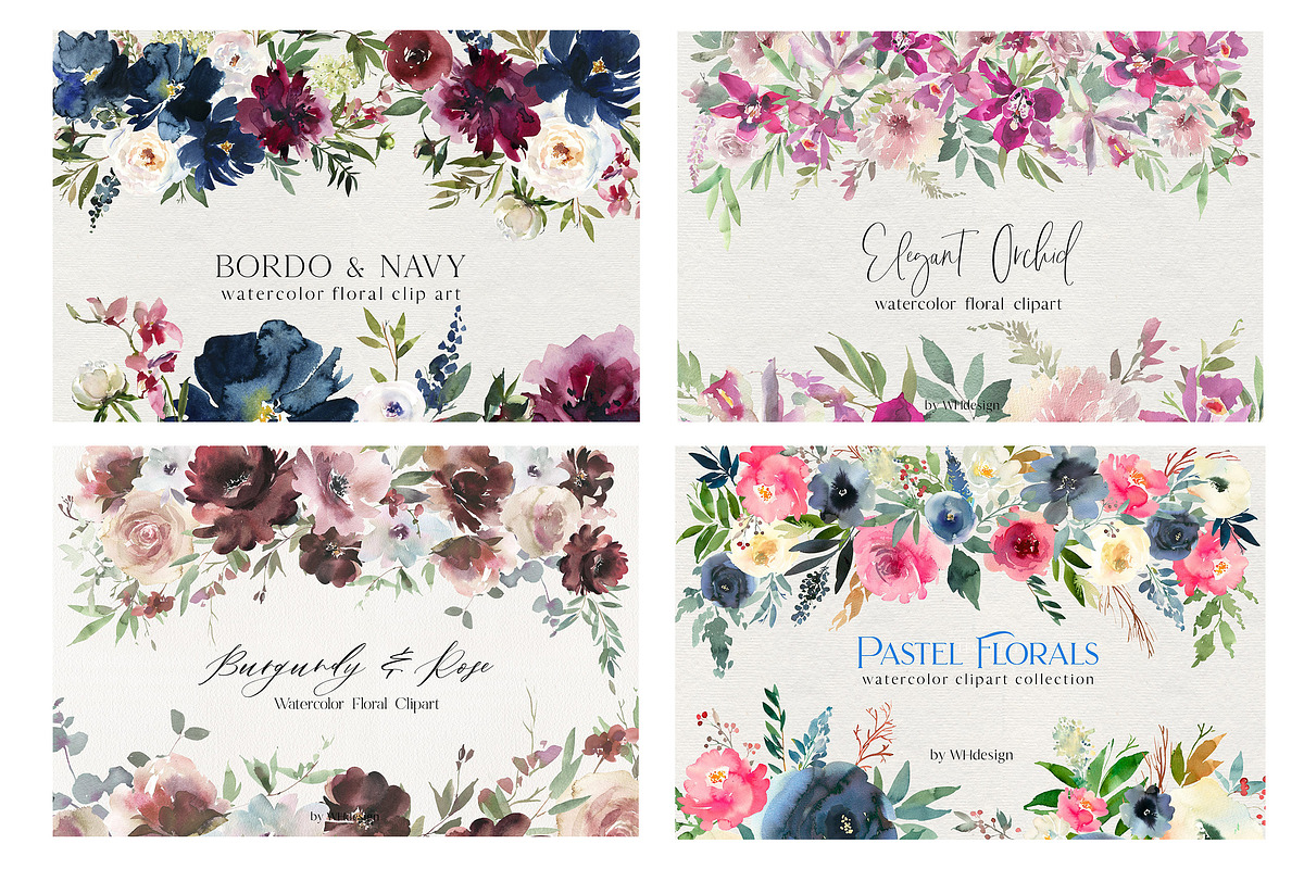 Watercolor Floral Bundle 90 in1, an Animal Illustration by whiteheartdesign (Photo 43 of 50)