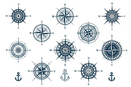 Vector Set of Compass Roses