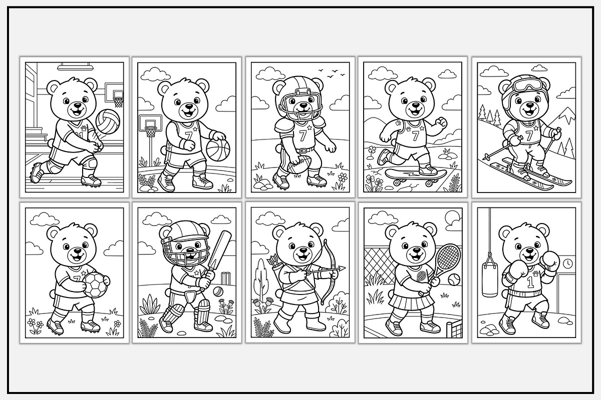 Bear Playing Sports Coloring Pages, a Sport Illustration by Lamia Emad (Photo 2 of 5)