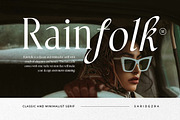 Rainfolk - Classic Minimalist Serif, a Serif Font by Sarid Ezra (Thumbnail 1 of 10)
