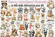 Cute Funny Woodland Animals Clipart, an Illustration by Sublimation Artist (Thumbnail 1 of 6)
